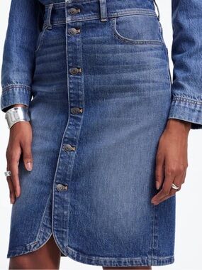 Madewell Blue Button-Front Denim Skirt